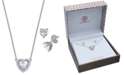 Giani Bernini 2-Pc. Set Cubic Zirconia Heart Pendant Necklace & Matching Stud Earrings in Sterling Silver, Created for Macy's